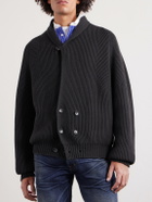 TOM FORD - Double-Breasted Ribbed Cashmere and Wool-Blend Cardigan - Gray