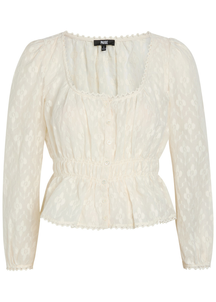 Paige Jay Embroidered Cotton and Silk-blend Blouse White