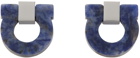 Salvatore Ferragamo Blue & Silver Gancini Cufflinks