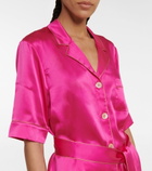 Eres - Rosy belted silk satin shirt