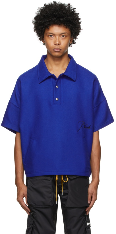 Photo: Rhude Blue Wool F1 Polo