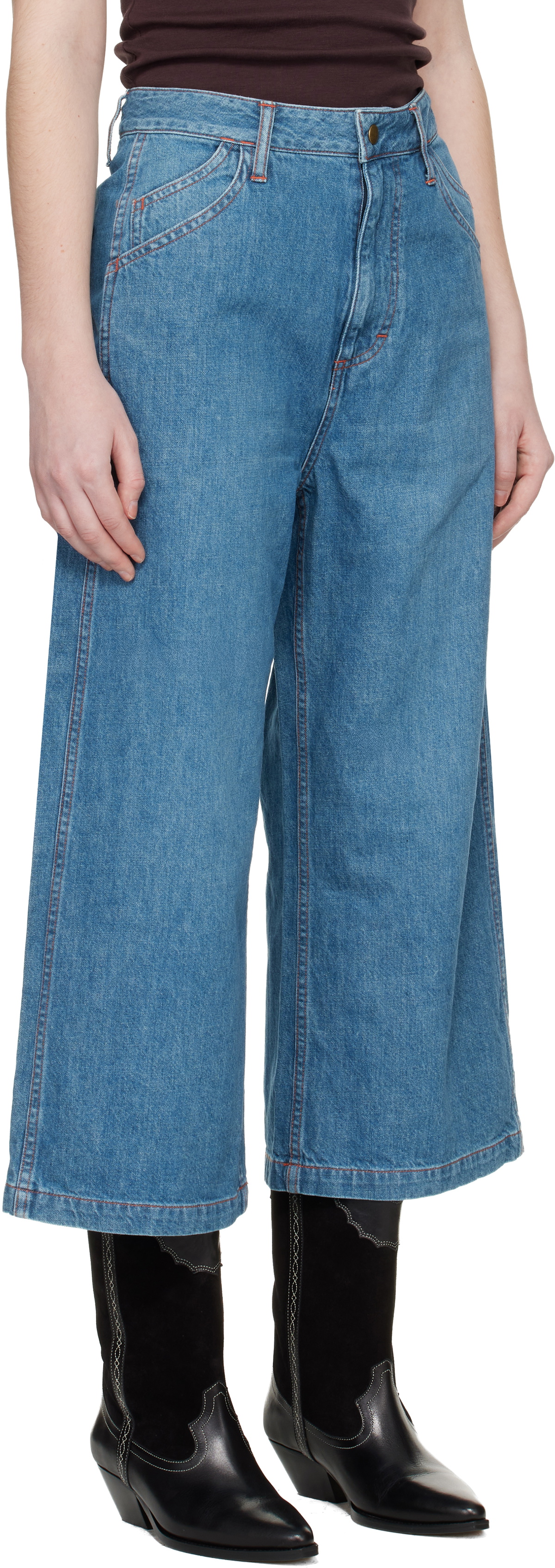 NEEDLES Blue Cropped Buggy Jeans
