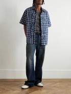 Rhude - Logo-Embroidered Checked Cotton-Poplin Shirt - Blue