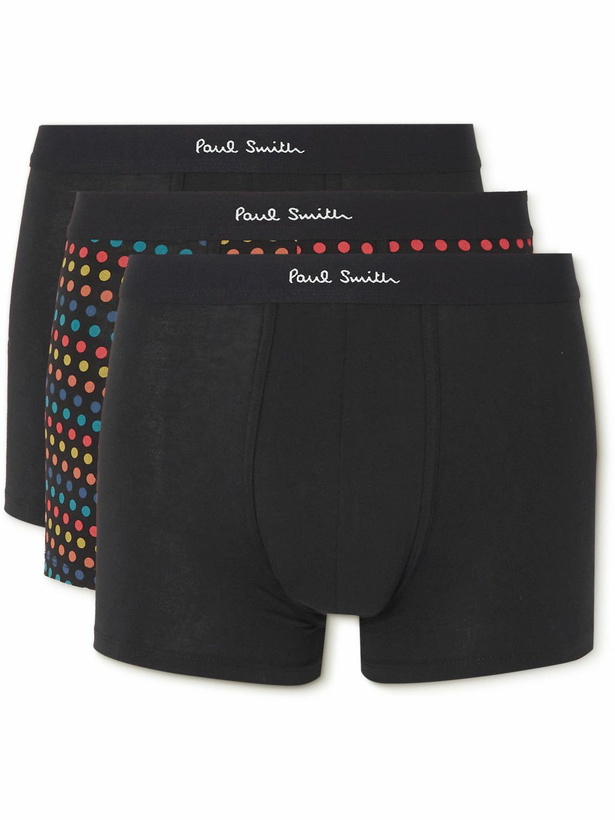 Photo: Paul Smith - Three-Pack Stretch-Cotton Boxer Briefs - Black