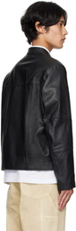 Hugo Black Slim-Fit Leather Jacket