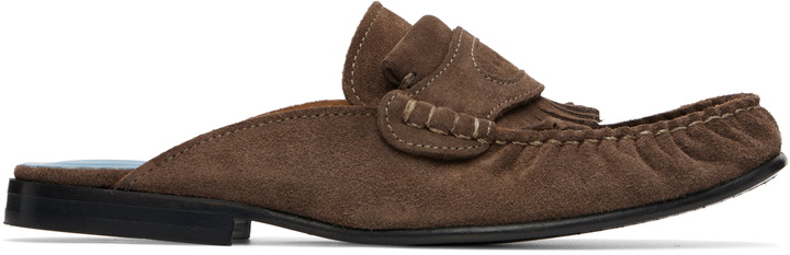 Photo: Marni Brown Suede Sabot Fringed Trim Slip-on Loafers