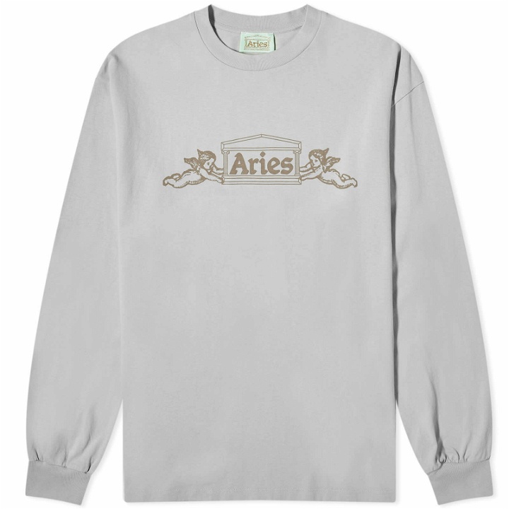 Photo: Aries Men's Long Sleeve Winged Temple T-Shirt in Grey