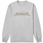 Aries Men's Long Sleeve Winged Temple T-Shirt in Grey