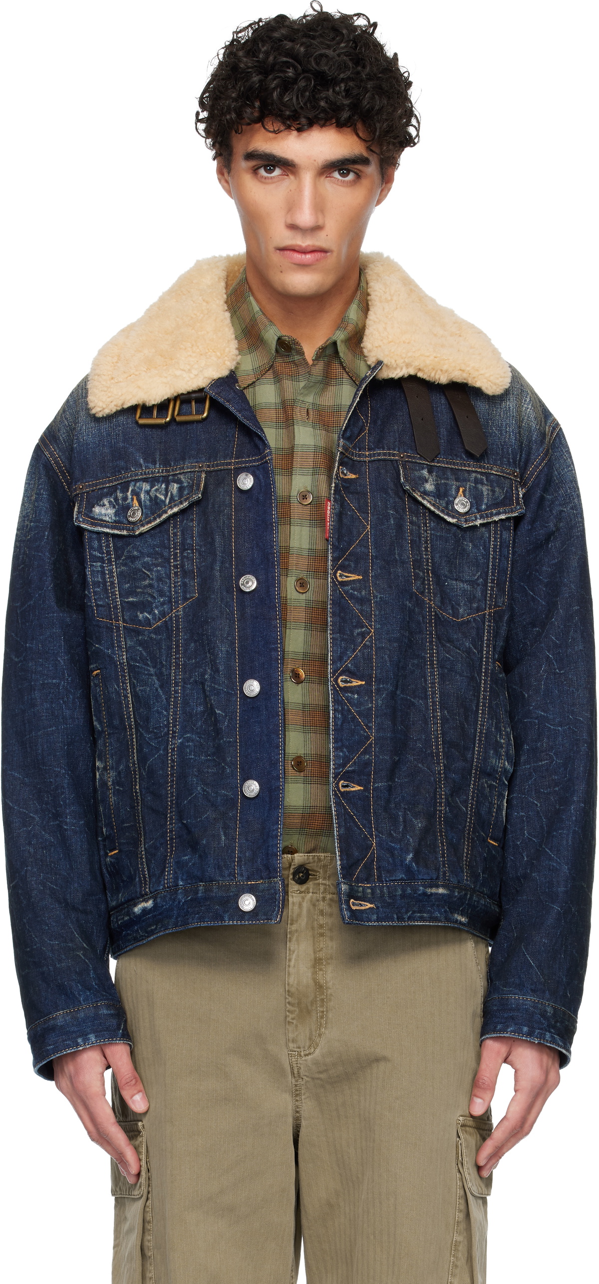 Dsquared2 Navy Aviator Denim Jacket