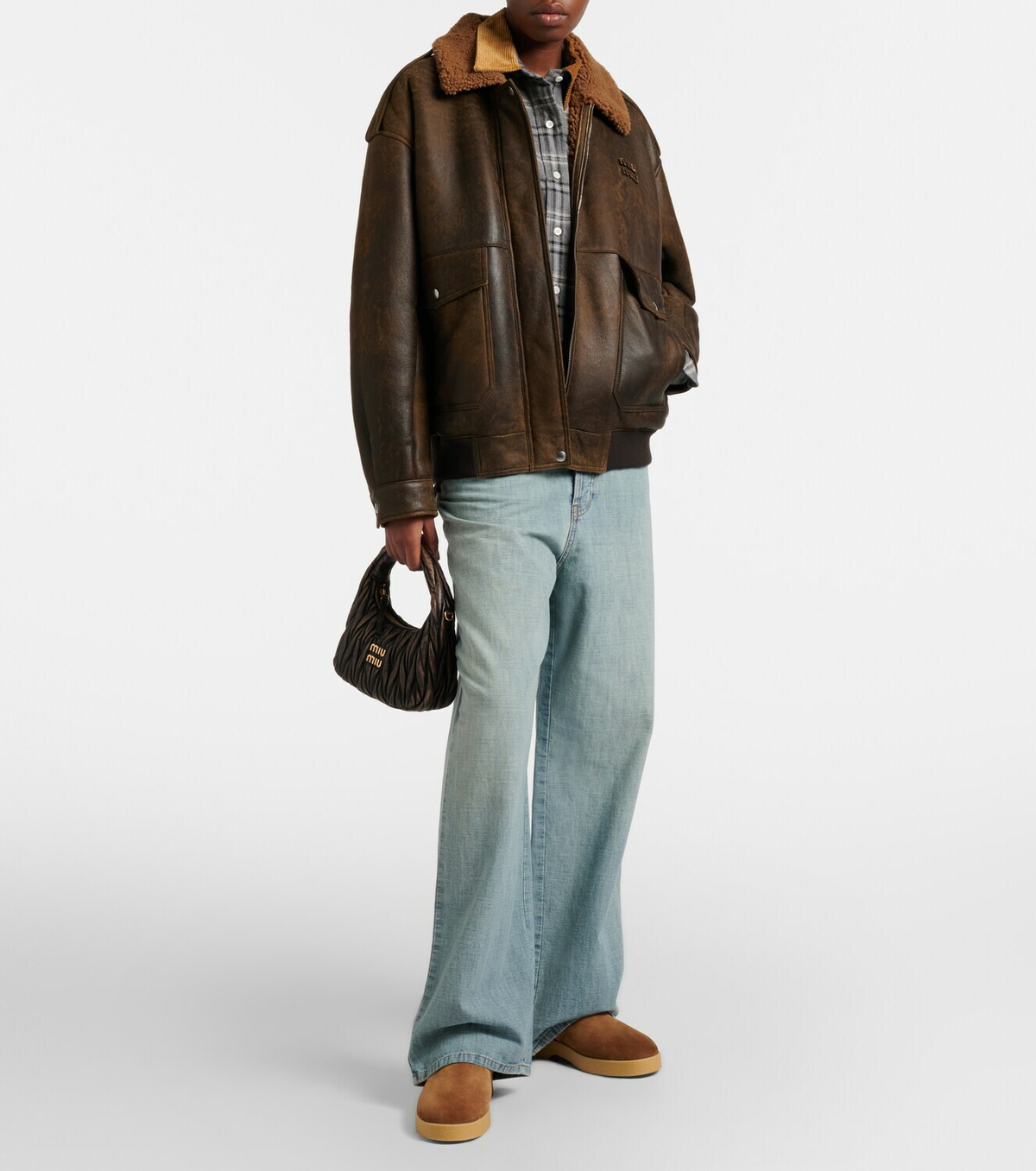 Miu Miu Shearling-lined suede boots