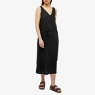 Deiji Studios Women's Slip Linen Midi Dress in Deep Black