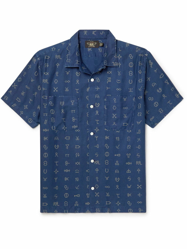 Photo: RRL - Convertible-Collar Printed Cotton Shirt - Blue