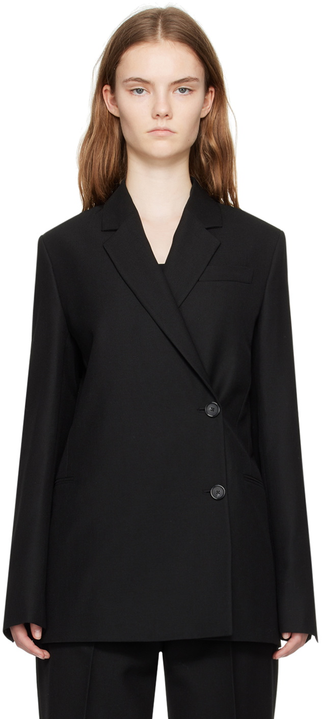 TOTEME Black Off-Center Wrap Blazer Toteme