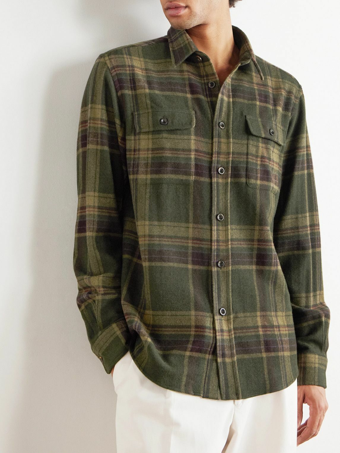 Ralph Lauren Purple label - Cooper Checked Cashmere-Flannel Shirt