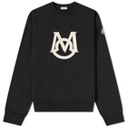 Moncler Men's Embroidered Logo Crew Sweat in Black