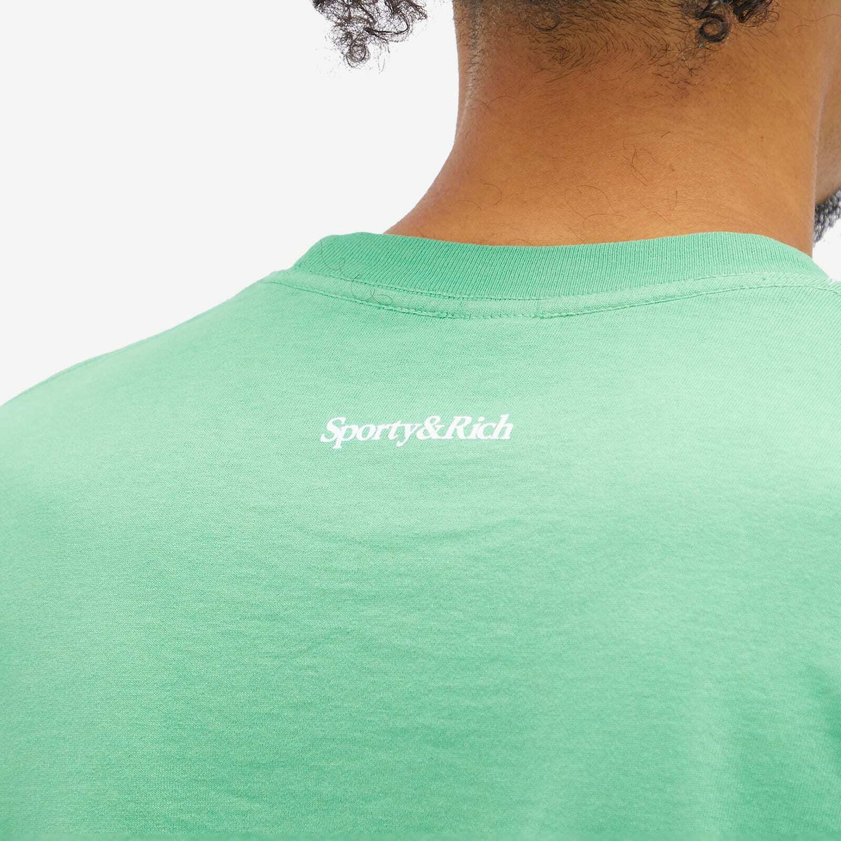 Sporty & Rich Wellness Club Flocked T-Shirt in Verde/White