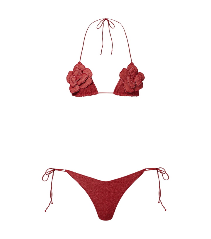 Photo: Oséree Lumière floral-appliqué lamé bikini