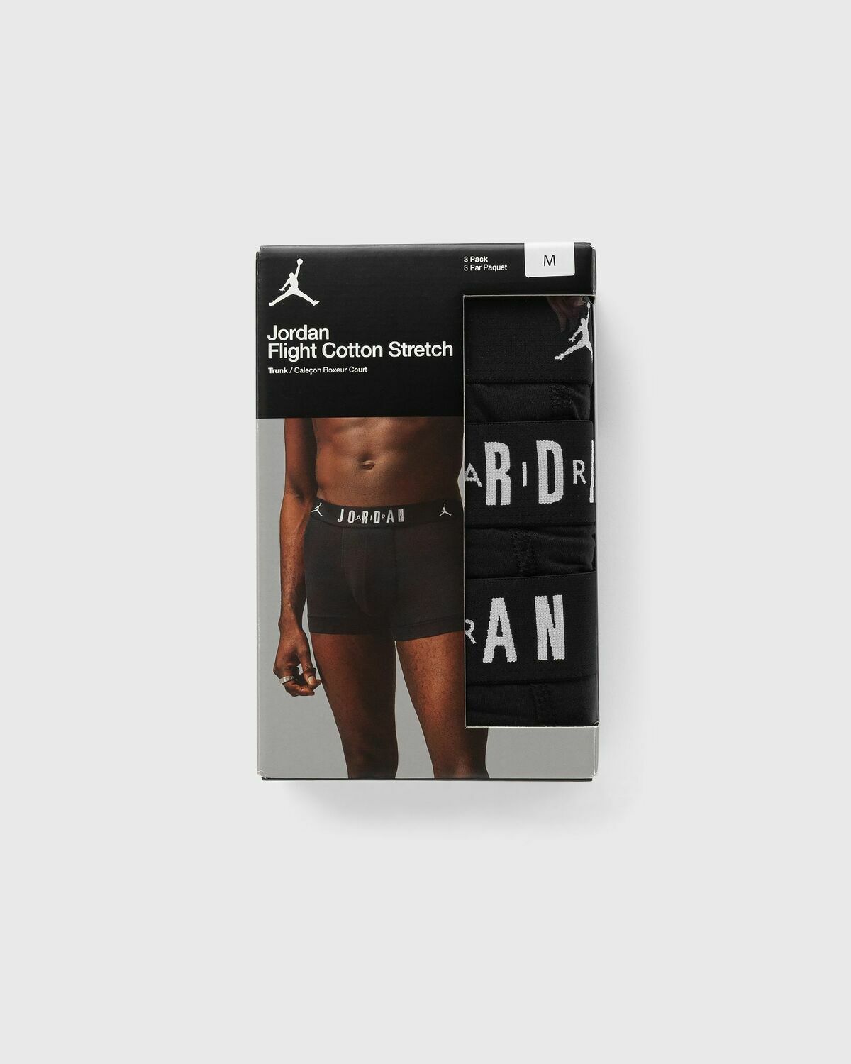 Jordan FLIGHT COTTON STRETCH 3PK TRUNK BOXER/BRIEF Black Mens Boxers & Brief