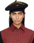 Vivienne Westwood Black 'Open 24 Hours' Beret