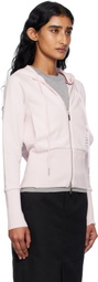 Thom Browne Pink Solid Loopback 4-Bar Zip Hoodie