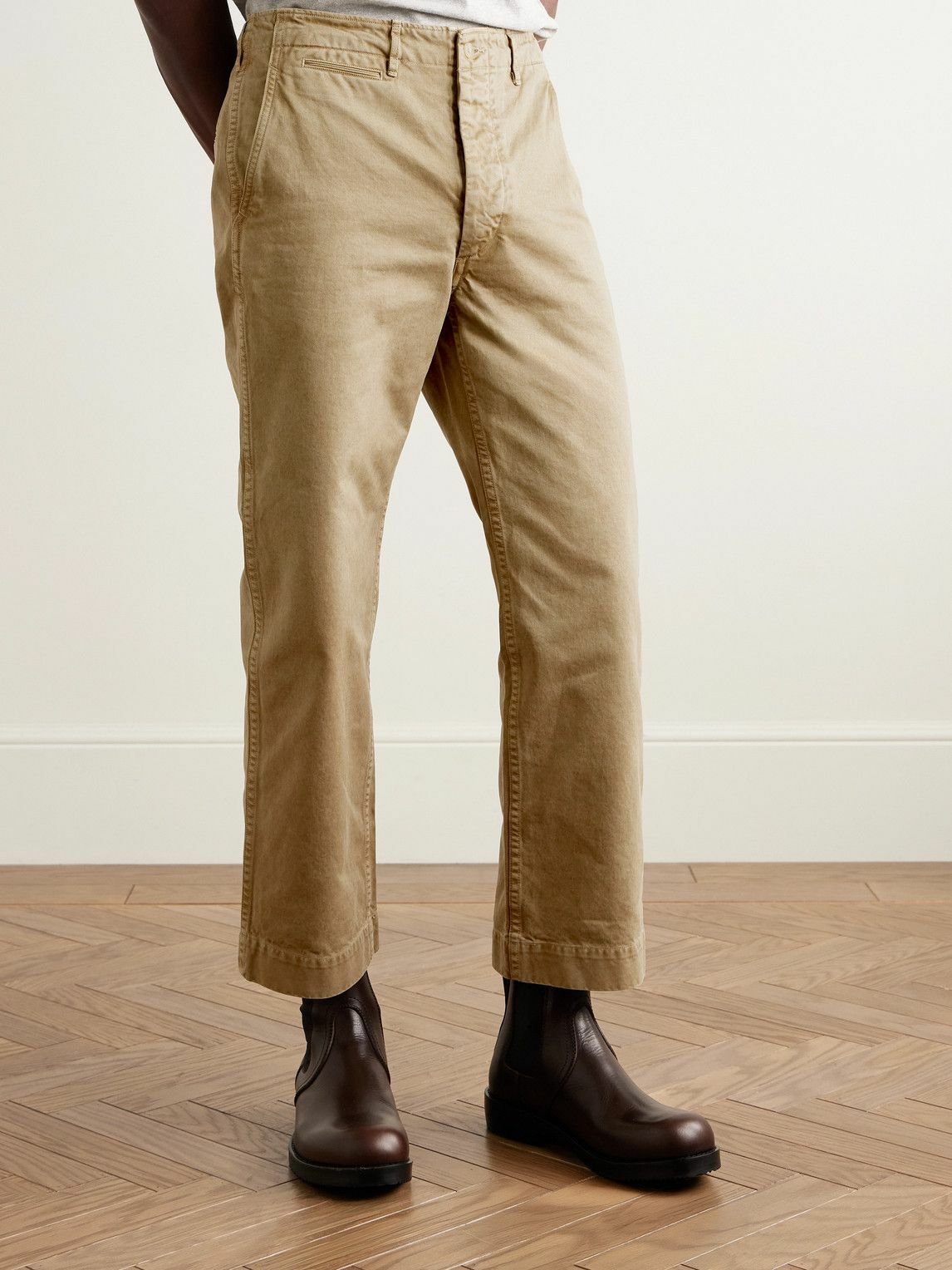 Auralee - Finx Straight-Leg Cropped Cotton-Twill Chinos - Neutrals