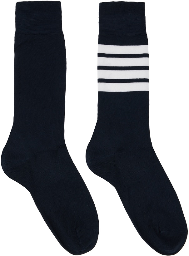 Photo: Thom Browne Navy 4-Bar Socks