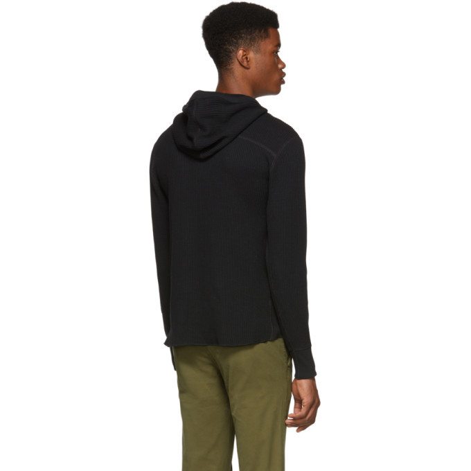 rag and bone Black Waffle Hoodie Rag and Bone