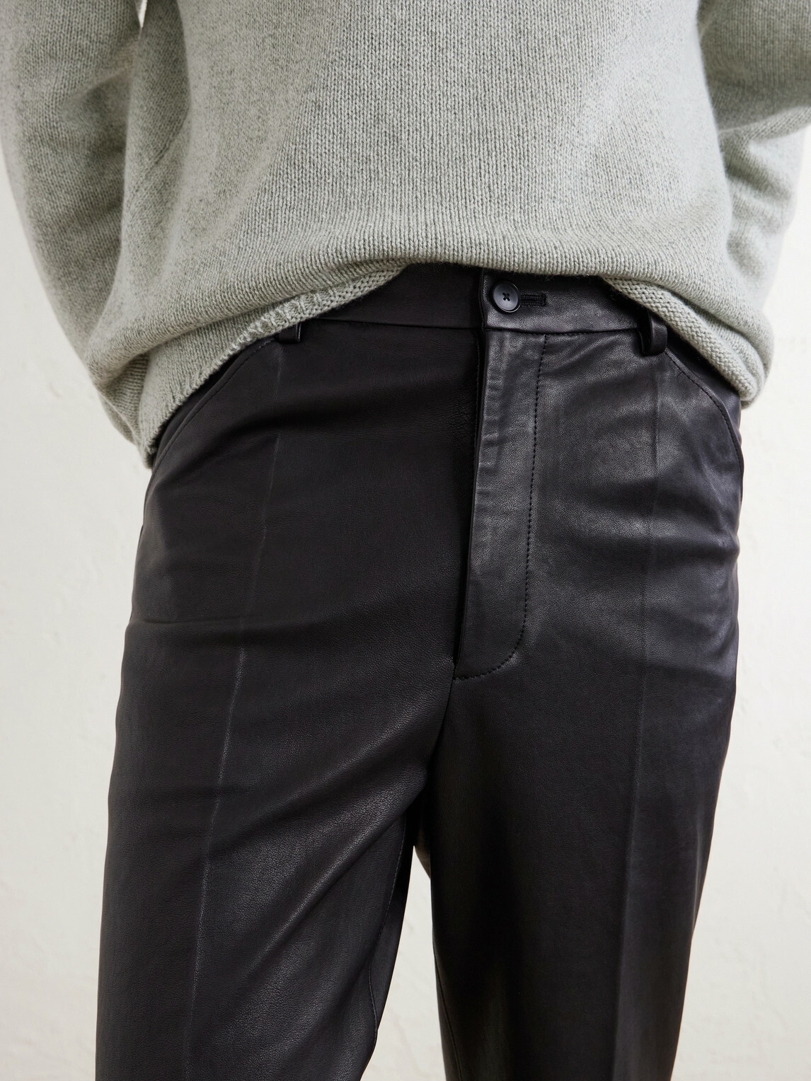Auralee - Straight-Leg Full-Grain Leather Trousers - Black