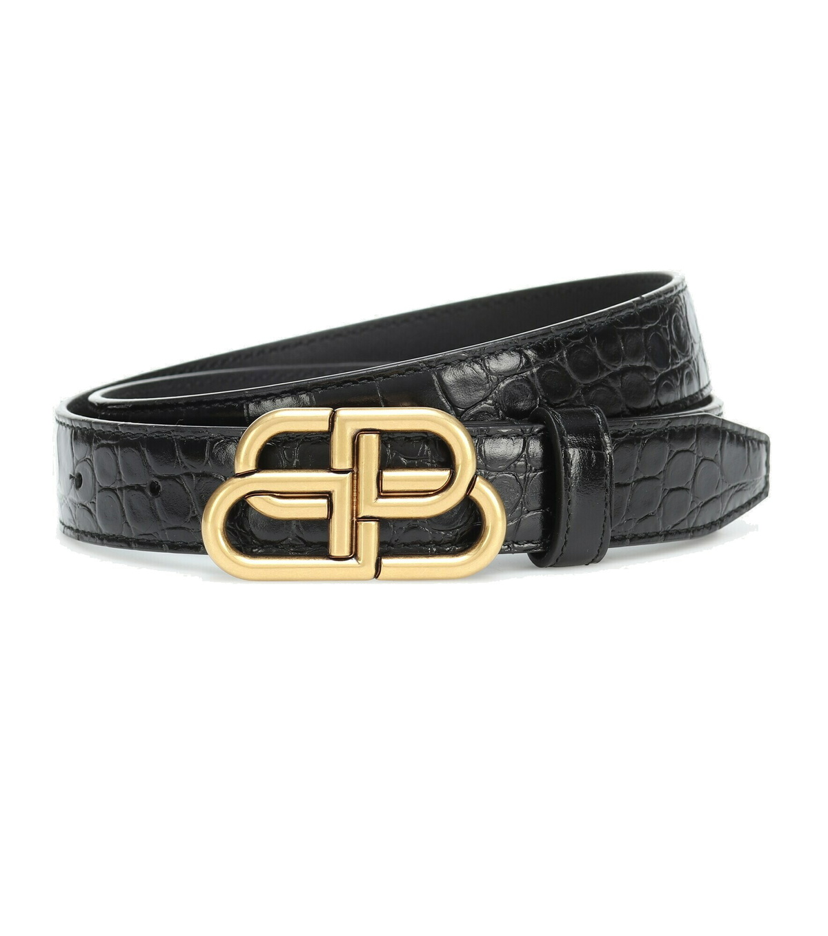 Balenciaga - BB croc-effect leather belt Balenciaga