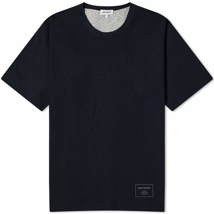 Photo: Norse Projects Men's Simon Loose Printed T-Shirt in Dark Navy