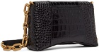 Balenciaga Black Croc XS Downtown Shoulder Bag