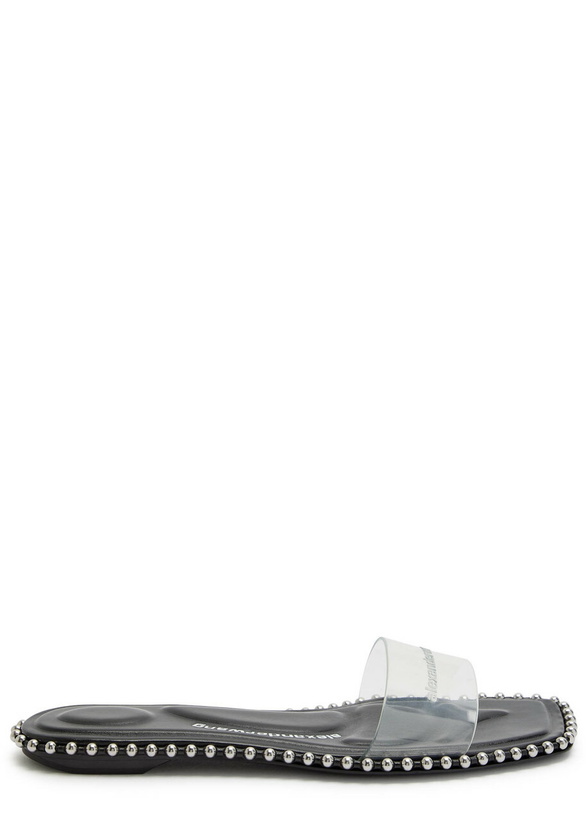 Photo: Alexander Wang Nia Ballchain Leather Sliders Black