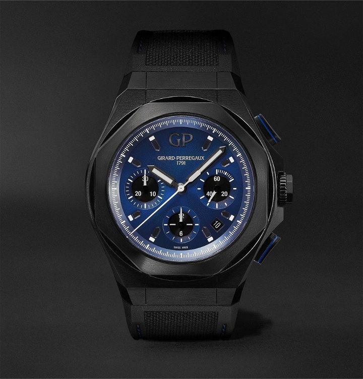 Photo: Girard-Perregaux - Laureato Absolute Automatic Chronograph 44mm Titanium and Rubber Watch - Blue