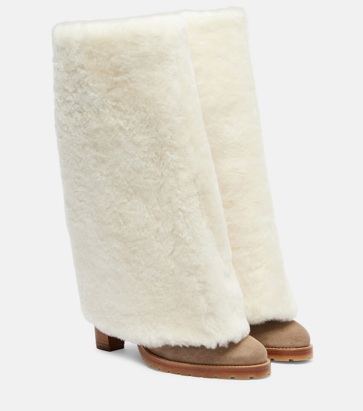 Yves Salomon Shearling and suede knee-high boots