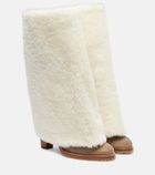 Yves Salomon Shearling and suede knee-high boots