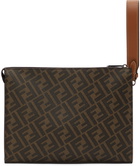 Fendi Brown & Tan 'Forever Fendi' Flat Pouch