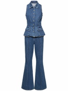 SELF-PORTRAIT - Cotton Denim Jumpsuit