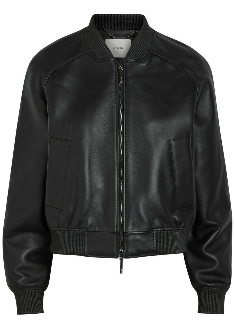 Joseph Quinn Leather Bomber Jacket Black