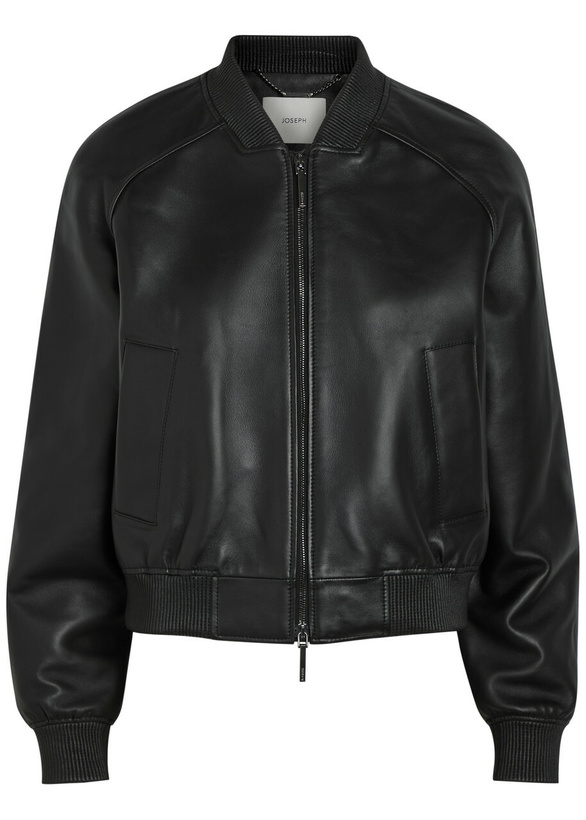 Photo: Joseph Quinn Leather Bomber Jacket Black