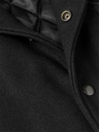 Golden Bear - The Albany Logo-Appliqued Wool-Blend and Leather Bomber Jacket - Black