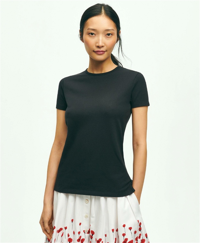 Photo: Brooks Brothers Women's Supima Cotton Stretch Pique T-Shirt | Black
