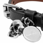 Alexander McQueen Men's Stud Single Wrap Skull Bracelet in Black/Silver