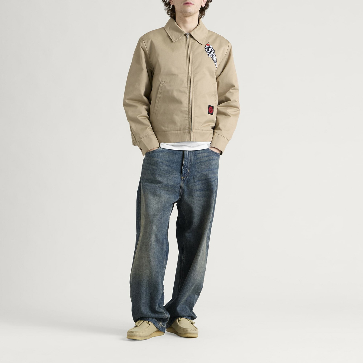 ICECREAM Men's Cone Man Embellished Work Jacket in Beige