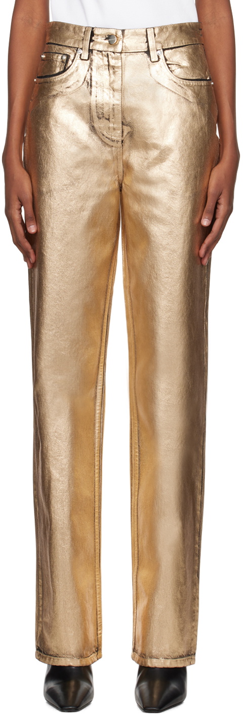 Ferragamo Gold Coated Jeans Salvatore Ferragamo