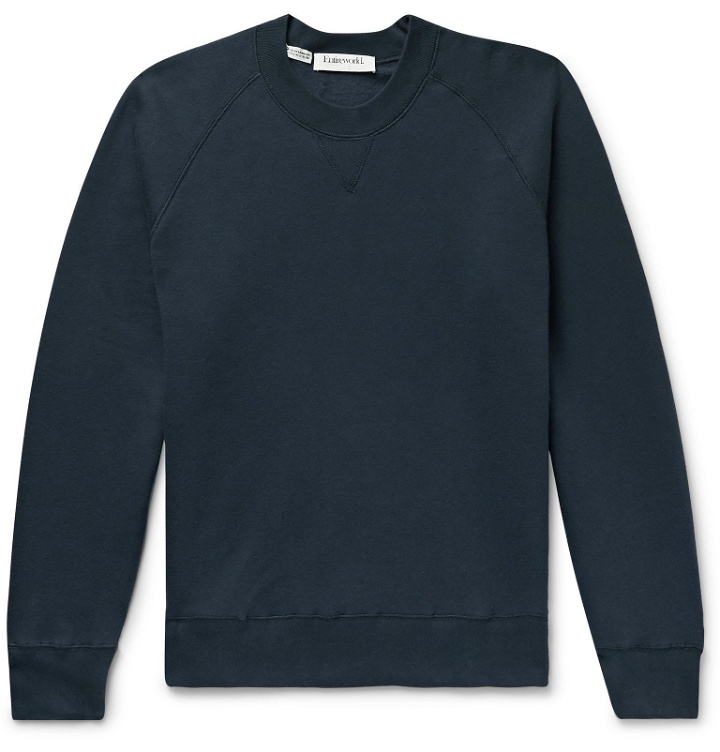 Photo: Entireworld - Slim-Fit Mélange Fleece-Back Organic Cotton-Jersey Sweatshirt - Blue