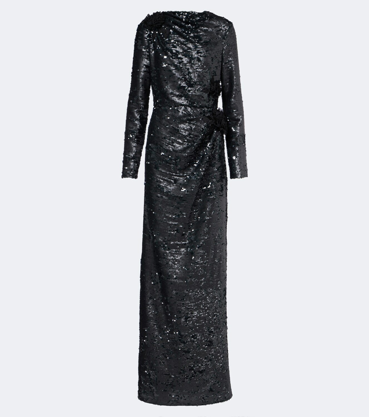 Erdem Draped floral-appliqué sequined gown