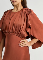 Zimmermann Eden Cascading Cape-effect Satin Maxi Dress Brown