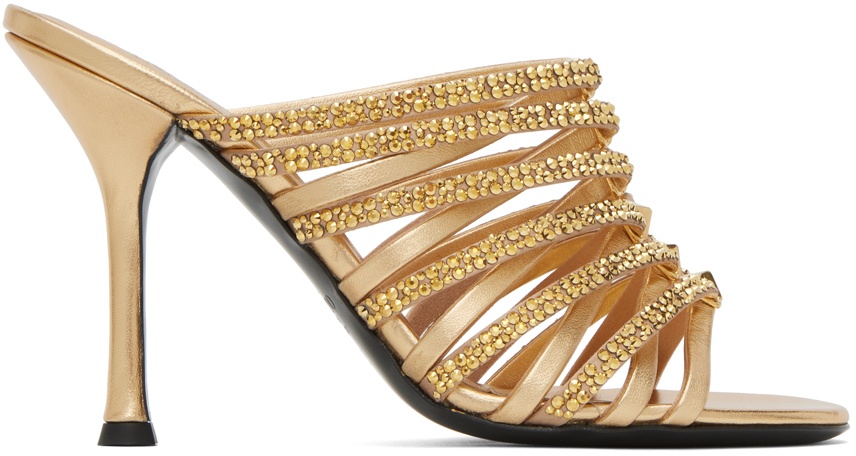Valentino Garavani Gold Rockstud Strappy 100 Heeled Sandals Valentino ...