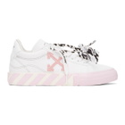 Off-White White and Pink Vulcanized Low Sneakers