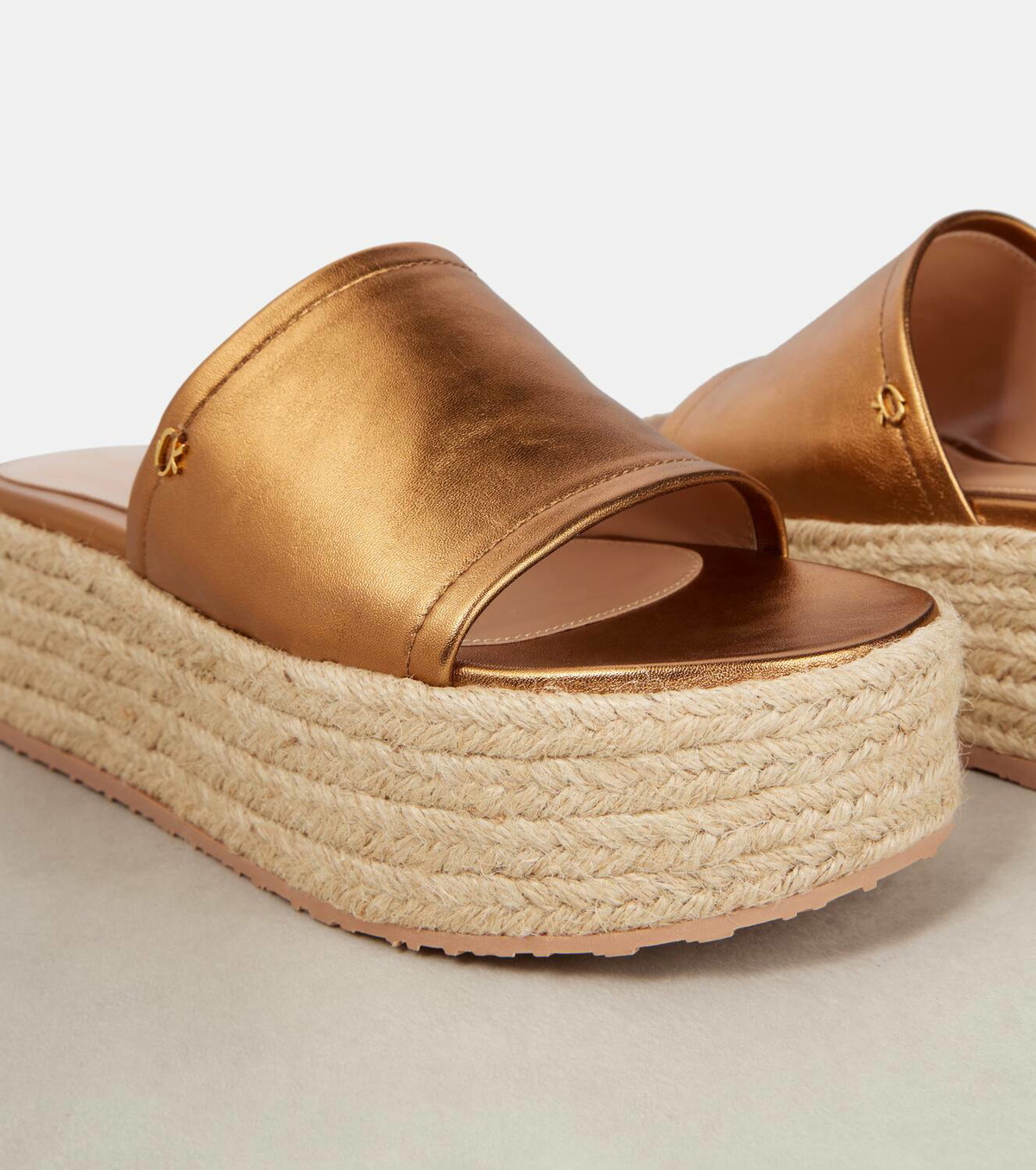 Gianvito Rossi Metallic leather espadrille slides